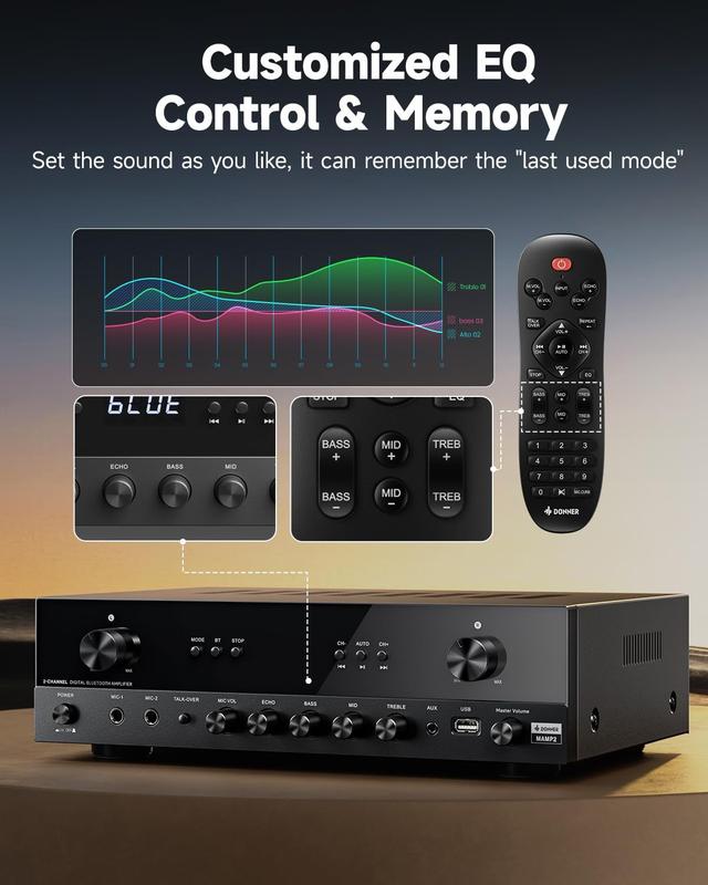 Amplificador Donner MAMP2 600W Bluetooth 5.3 2 Canais - Módulo